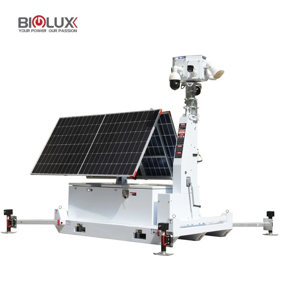Off-Grid Mobile Security Tower With Solar Power factory